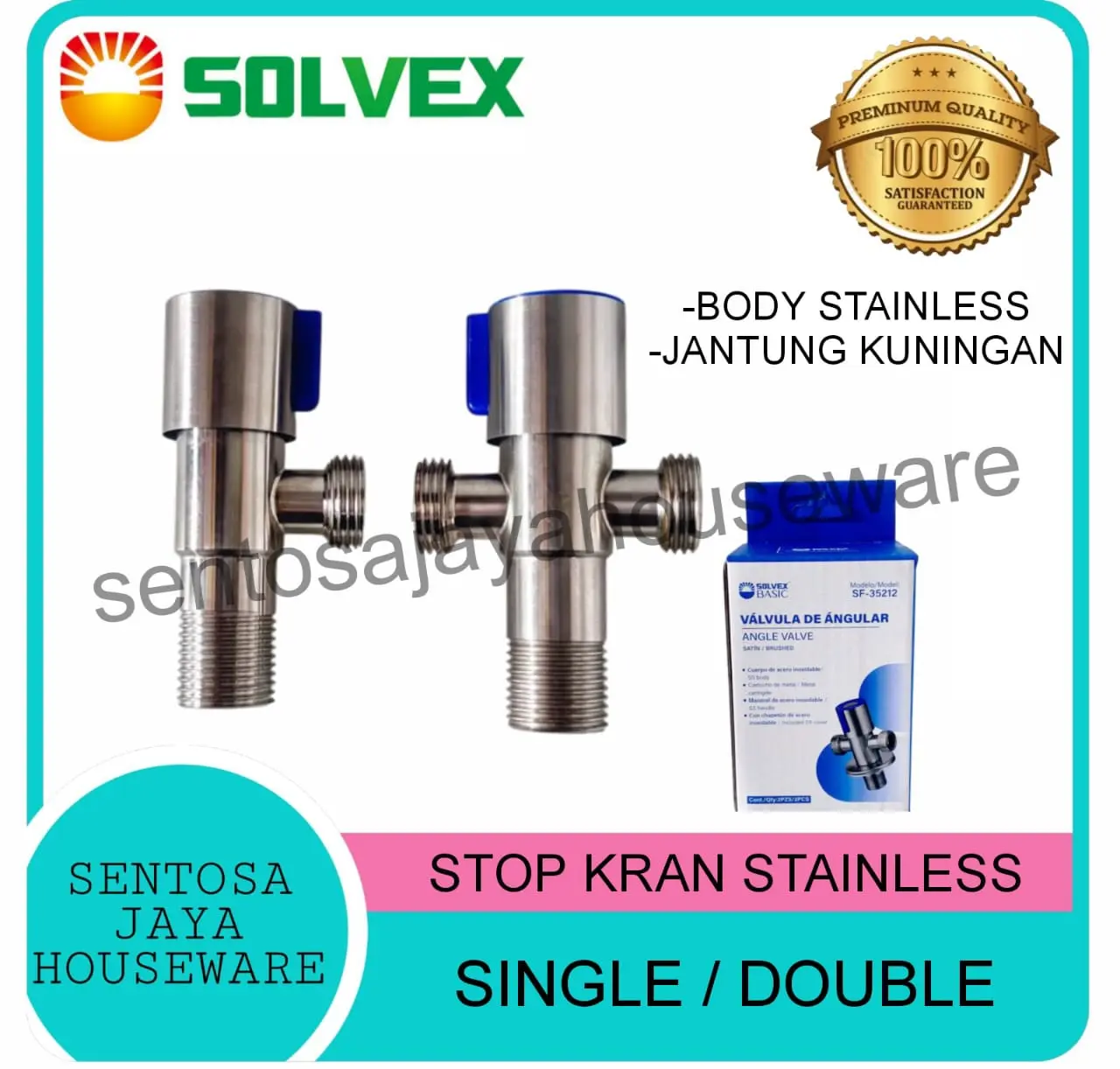Stop kran air cabang shower kloset / stopkran single T 1/2" stainless