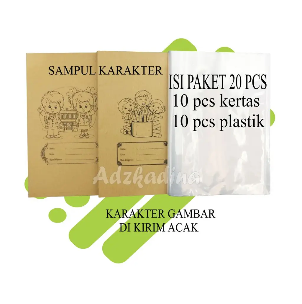 PAKET SAMPUL BUKU DAN PLASTIK 20PCS SAMPUL BUKU SEKOLAH SAMPUL KERTAS SAMPUL PLASTIK BUKU
