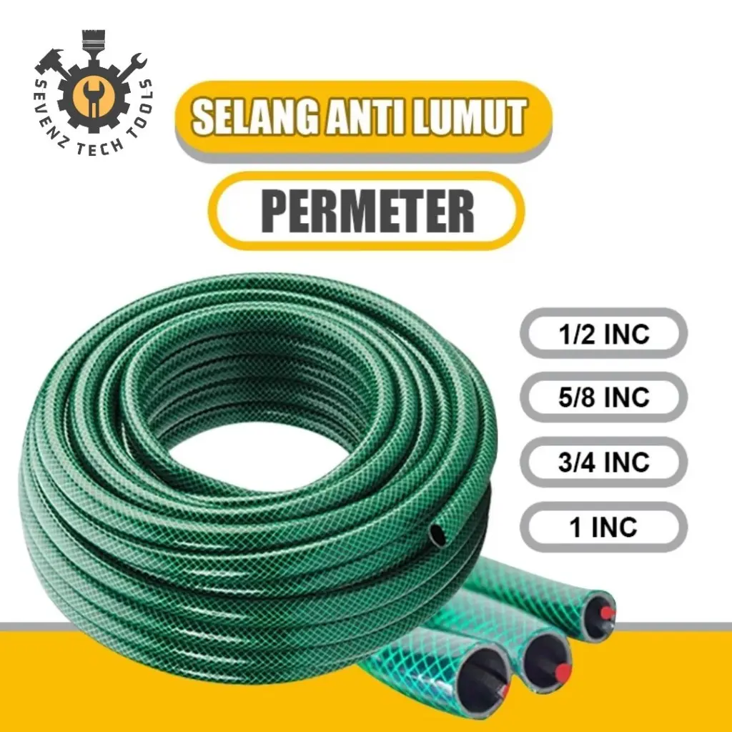 SELANG AIR ANTI LUMUT BENANG PVC 1/2 5/8 3/4 1 INCH MURAH MERIAH PER METER SELANG AIR CUCI MOTOR MOBIL TAMAN TEBAL SELANG AIR HIJAU ANTI LUMUT