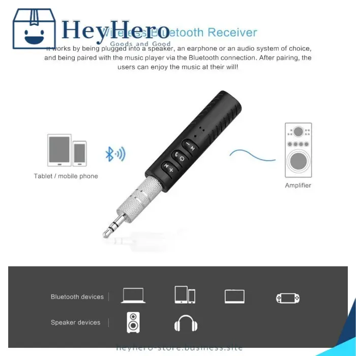 Bluetooth Wireless Audio Dongle Music Receiver AUX 3.5mm by HeyHero!