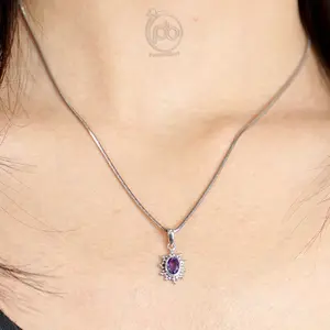 Liontin Imut Kecubung Amethyst Perak 925 Kembang Jawan