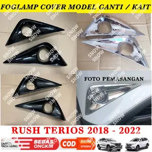 Berkualitas Cover Foglamp All New Rush Terios 2018 2021 2022 Hitam Chrome Carbon Model Ganti Kait MURAH