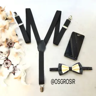 suspender bretel dan bowtie dasi kupu twotone gold crack