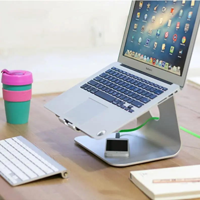 Ergonomic Stand Holder Macbook/ Laptop Universal Riser Almunium Silver