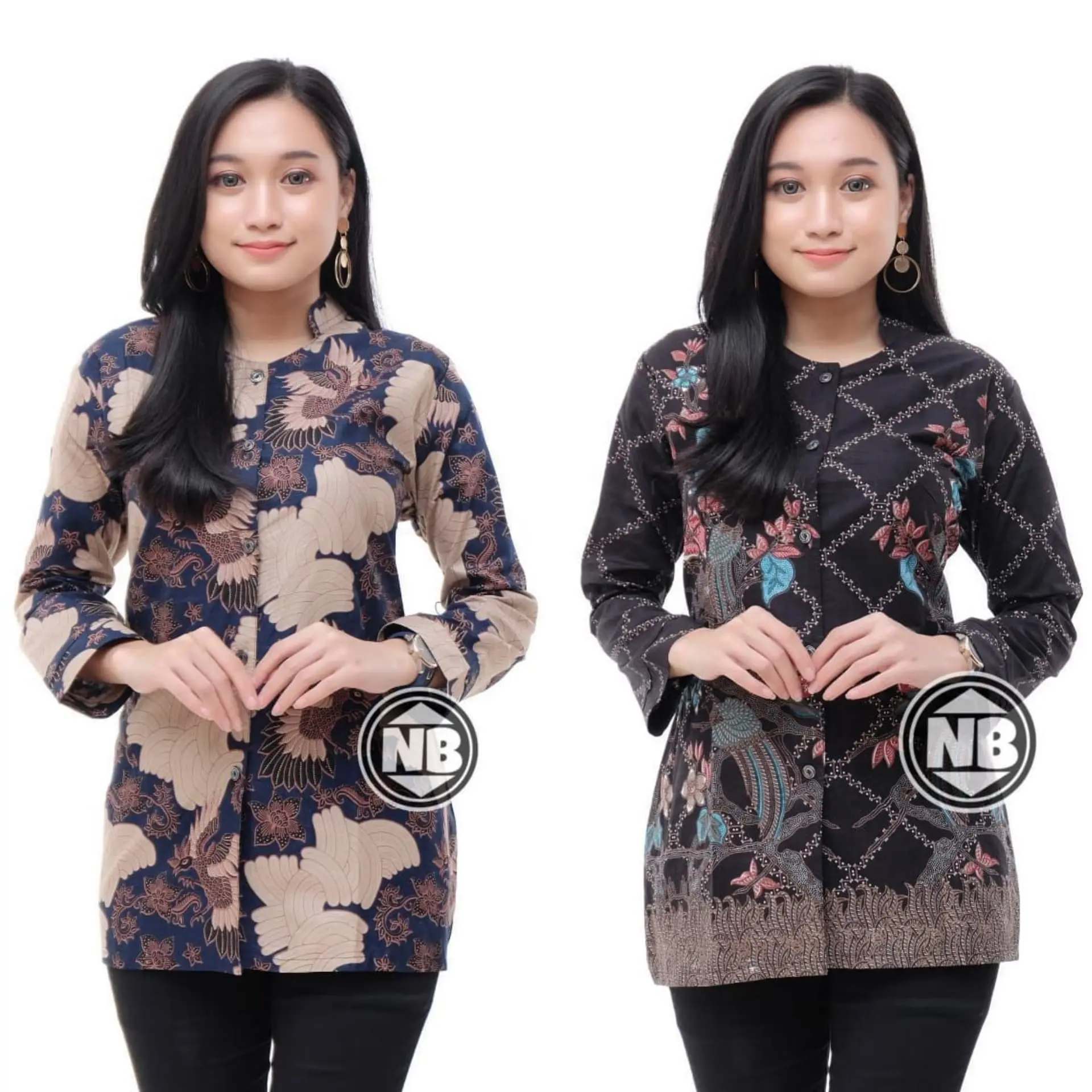 Baju Batik Atasan Wanita/Blouse Batik Kombinasi Kantor Formal