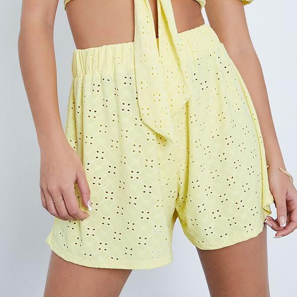 Lemon Broderie Anglaise Floaty Shorts